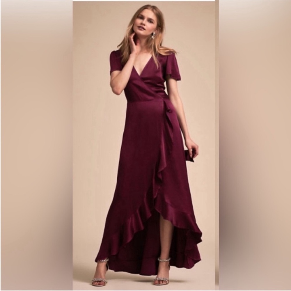 Elegant Burgundy Wrap Maxi Dress